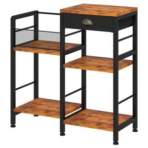 Ufurniture Vinyl Storage Record Player Stand With Display Storage Holder And Drawer Record Table Stand Brown+ Black
