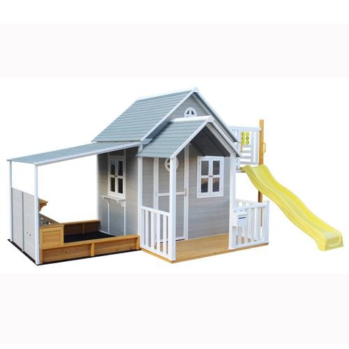 Kidzshack Jolly Shack Wooden Large Cubby House, Mud Kitchen and Yellow