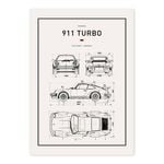 Classic Car Blueprint - 911 Turbo A1 Poster Print