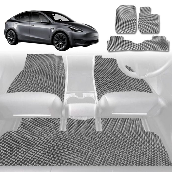 6D Diamond Car Floor Mats for Tesla Model Y 2022-Current-Full Set-Grey-Outback GT
