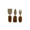 3pc Tempa Grange Acacia Wood Cheese Knives Serving Set Tortoiseshell