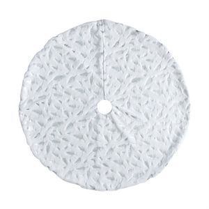 Catzon 48inch White Christmas Tree Skirt Soft Plush Tree Mat-SilverFeather