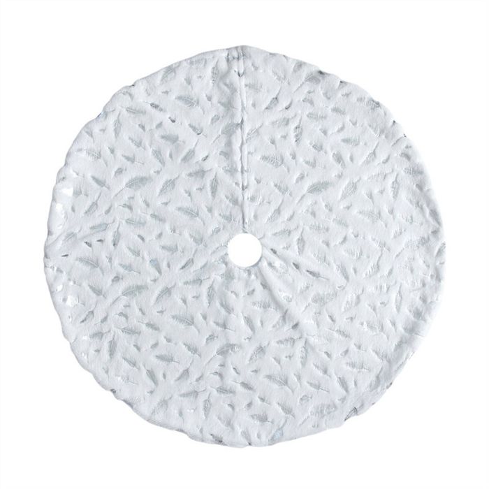 Catzon 48inch White Christmas Tree Skirt Soft Plush Tree Mat-SilverFeather