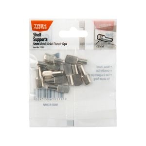 Taskmaster 5mm Pin Nickel Plated Metal Shelf Supports - 10 Pack