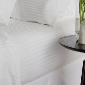 Bedding Co. Fitted Sheet 1200TC Egyptian Cotton White Stripe King Single