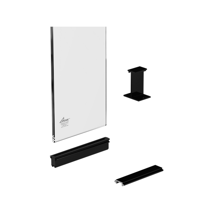 PEAK Aluminium Balustrade 1800mm Black Sectional Glass Kit With Clear Glass Panels