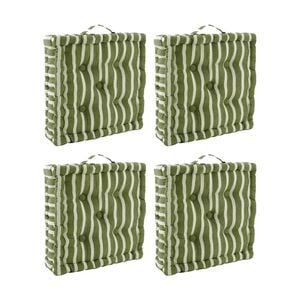 4pk Cdsi Essential Box Cushion Stripe Recycled Cotton Polyester Olive 40x40x8cm