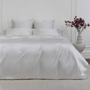Bedding co. Quilt Cover Set 100% Mulberry Silk 22 Momme White Super King