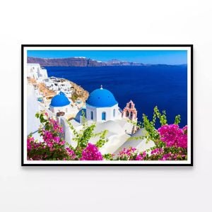 Pink Flowers in Greece  Print 100% Australian Made 90x60cm  (Poster)