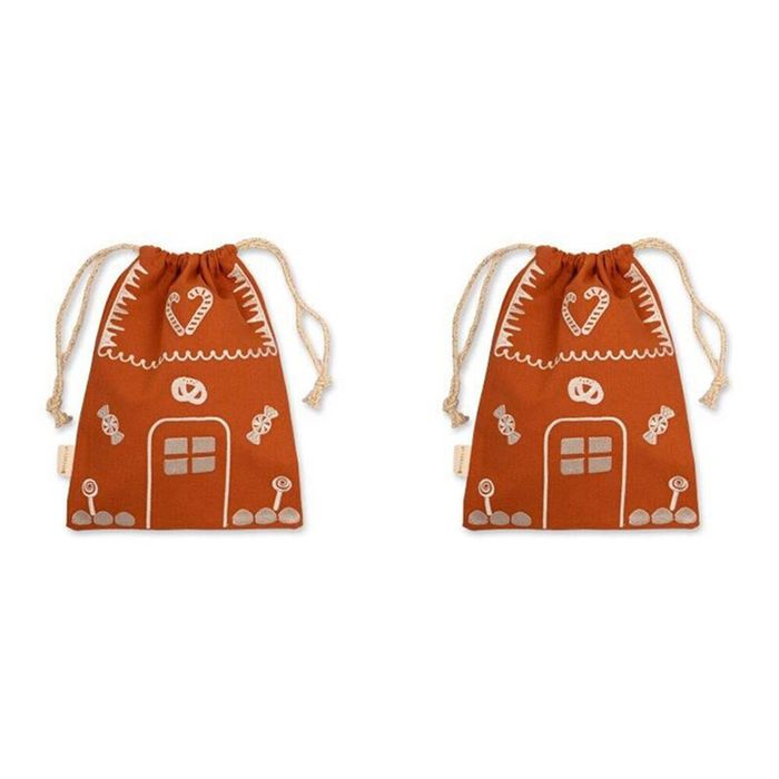 2PK Fabelab Christmas Gift Bag String Pouch Xmas Decor 23x30cm Gingerbread House