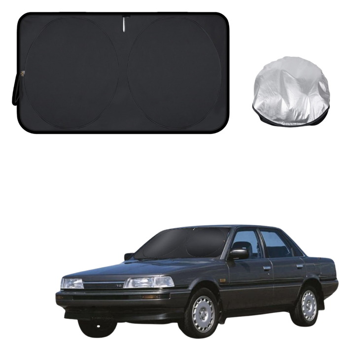 Front Windscreen Sun Shade for Toyota Camry 1987 - 1993 V20, XV10 - Standard 150 x 85 cm - Black