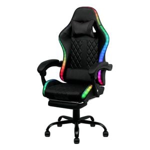 Ufurniture Gaming Chair 12 RGB LED Massage Racing Recliner Black