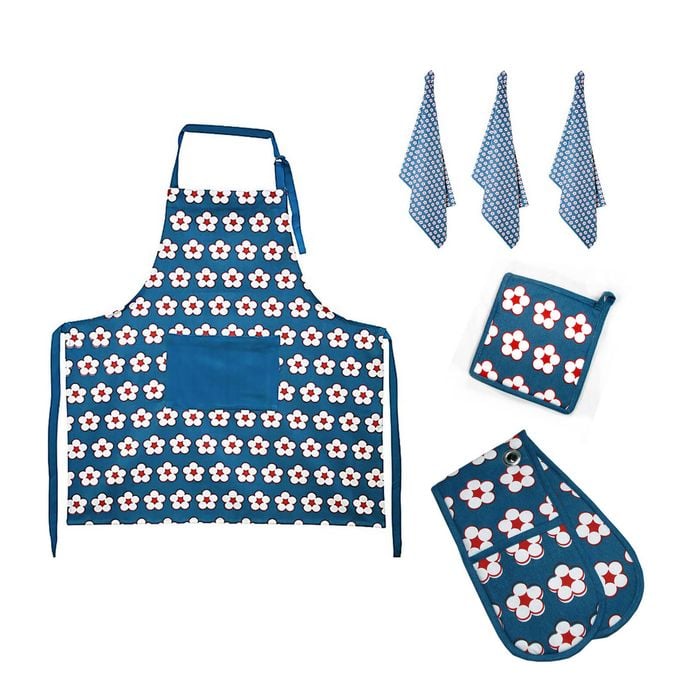 IDC Homewares 6 Piece Cotton Bud Cotton Kitchen Set Navy
