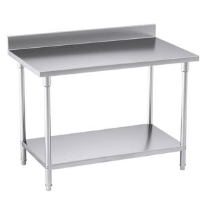 Soga 120x70x85cm Stainless Steel Bench with Backsplash