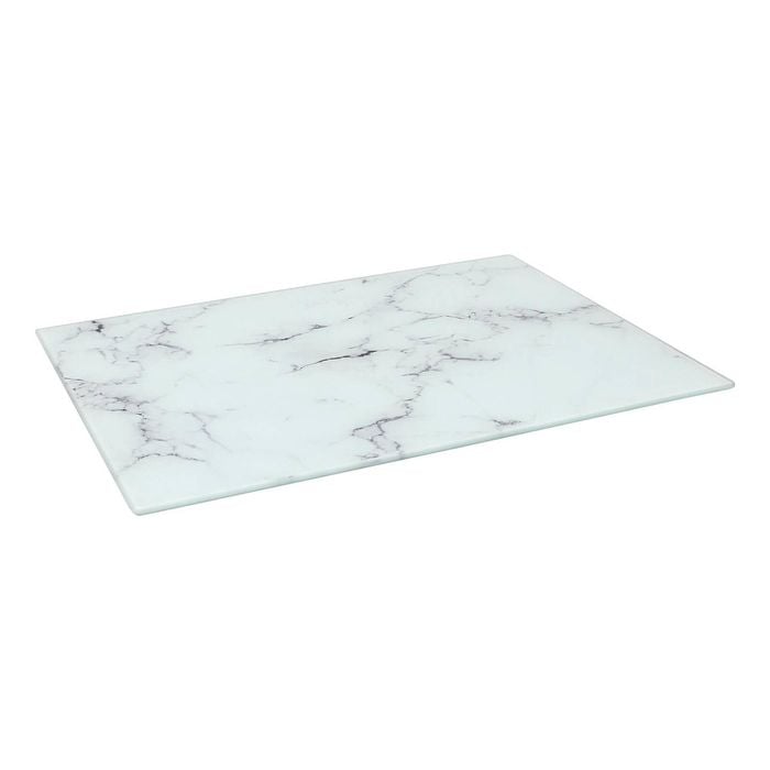 Glass Chopping Board - 40 x 30cm - Marble Effect - Kitchen Dining Place Mats Cutting Mat Worktop Saver Cooking & Food Prep
