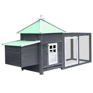 vidaXL Solid Firwood Chicken Coop with Nest Box Grey Shelter Wooden Hen House