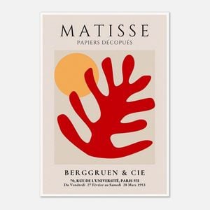 Galrie Henri Matisse Vintage Red Leaf Exhibition Print at Berggruen & Cie, Poster Only, A2 42 x 60cm (16 x 24inch)