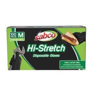 SABCO Medium Hi-Stretch Black Gloves - 100 Pack