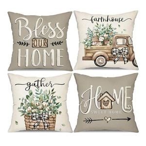 Catzon 4 Pcs Decorative Throw Pillow Covers with HD Printing for Home Decor