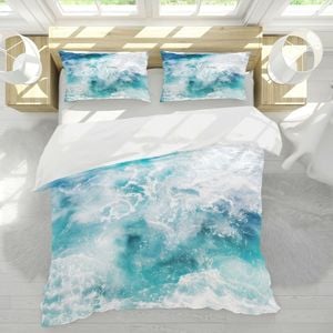 3D Blue Ocean Waves 247 Bed Pillowcases Quilt King Size