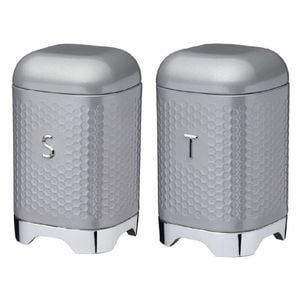 2pc Kitchencraft Lovello Geometric Sugar Jar and Tea Canister - Shadow Grey