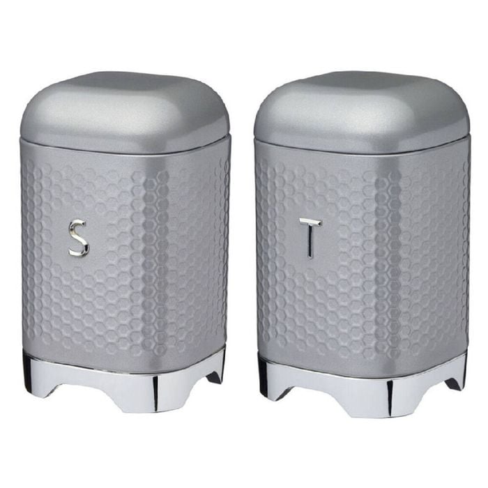 2pc Kitchencraft Lovello Geometric Sugar Jar and Tea Canister - Shadow Grey