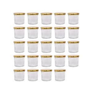 Argon Tableware 130ml Glass Jam Jars With Airtight Gold Lids - Set Of 24 Empty Screw Top Kitchen Storage Preserving Jar