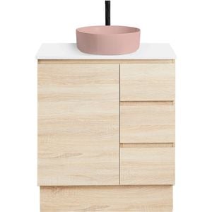 CIBO 750mm Coast Veneer Nordic Full Height Bathroom Vanity With Pale Pink Countertop Basin