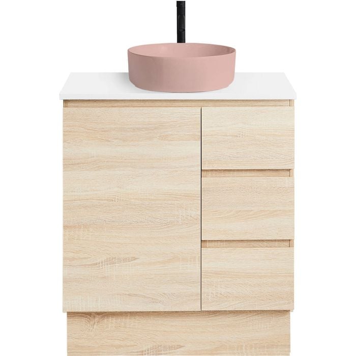 CIBO 750mm Coast Veneer Nordic Full Height Bathroom Vanity With Pale Pink Countertop Basin