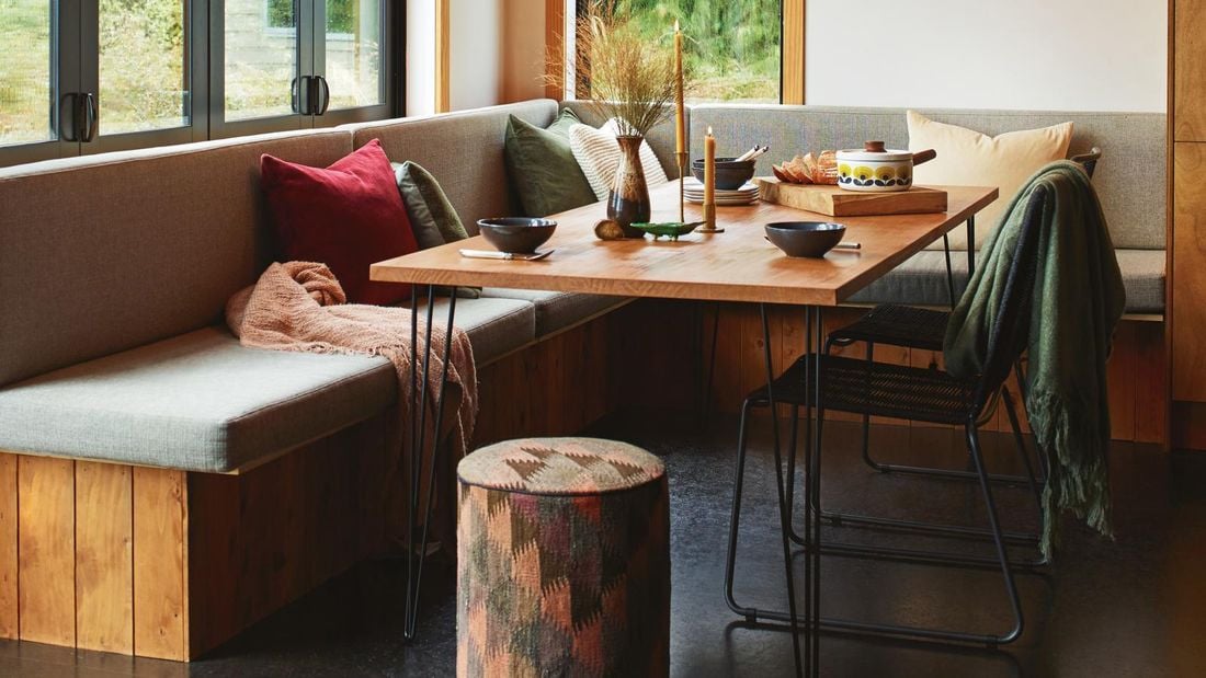 Dining table around bench seat