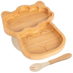Tiny Dining Bamboo Llama Baby Weaning Plate & Fork Set