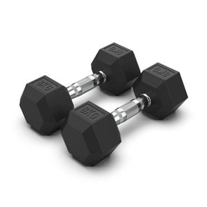 2 Pack of 8kg Dumbell - Total 16kg Hex Rubber Coat Iron Dumbells
