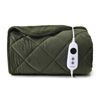 Dreamaker Haven Velvet Quilted Electric Heated Throw Blanket Olive 130x160cm | Overheat Protection & Auto-Off & Machine Washable