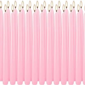 48x Tapered Dinner Candles Unscented Taper Wedding Candle 25cm in Pink - Pink | Candles