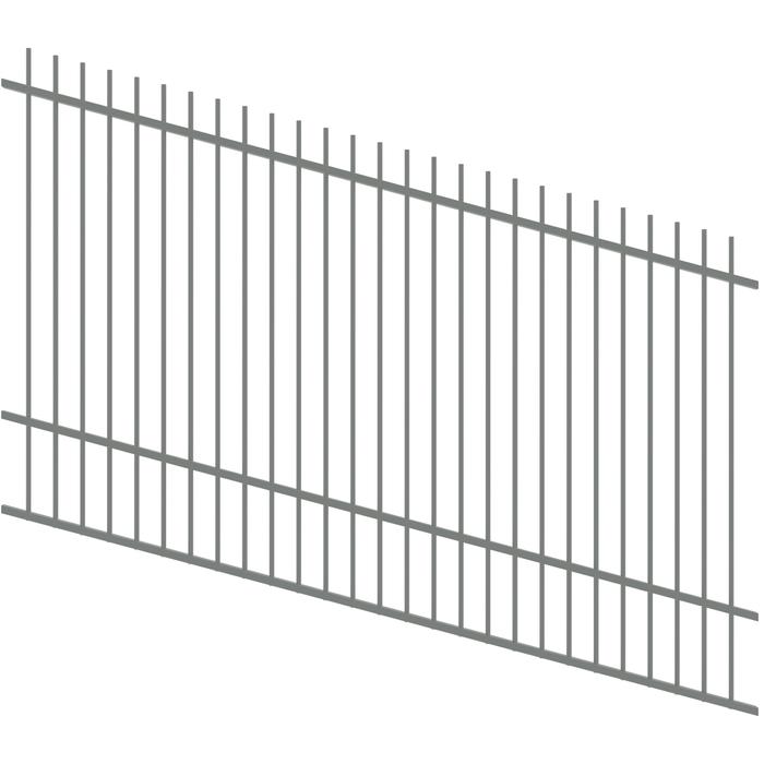 ProtectorAl 1201 - 2400 x 1500mm Palladium Silver Raked Up to 15º Picket Top Pool Fence Panel