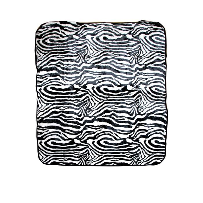 Bloomington 450gsm Soft Animal Skin Pattern Faux Mink Blanket Queen 200x240 cm Zebra