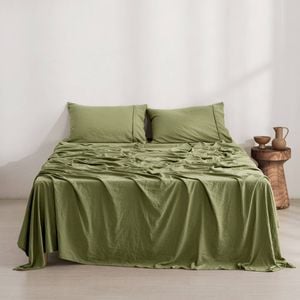Dreamaker Superfine Washed Microfibre Sheet Set Olive King Bed