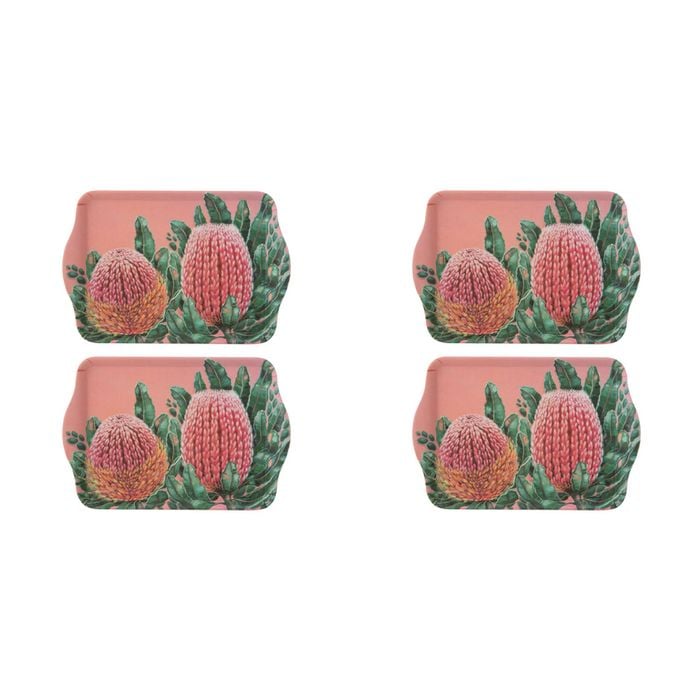 2x 2pc Ashdene Native Flora Banksia Serving Platter Scatter Tray