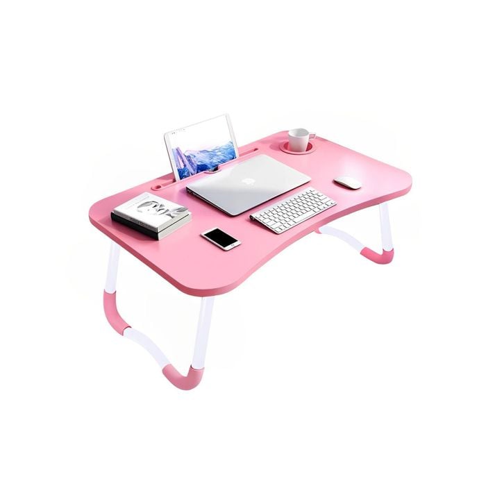 SOGA Pink Portable Bed Table Adjustable Folding Mini Desk