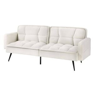 Oikiture 3-Seater Sofa Bed Boucle Recliner Lounge White