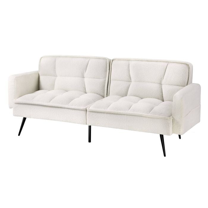 Oikiture 3-Seater Sofa Bed Boucle Recliner Lounge White