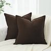Gioia Casa Twin-Pack Linen Cushion Covers - Linen-Cotton Blend with Hidden Zipper Design - Dark Brown, 45cm × 45cm