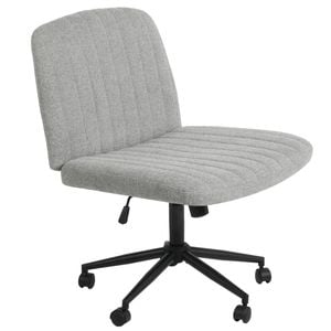 Ufurniture Armless Office Desk Chair with Wide Seat Adjustable Height Swivel Cross Legged Chair Grey