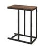 Costway 64cm C-shaped End Table Metal Frame Bedside Table Brown