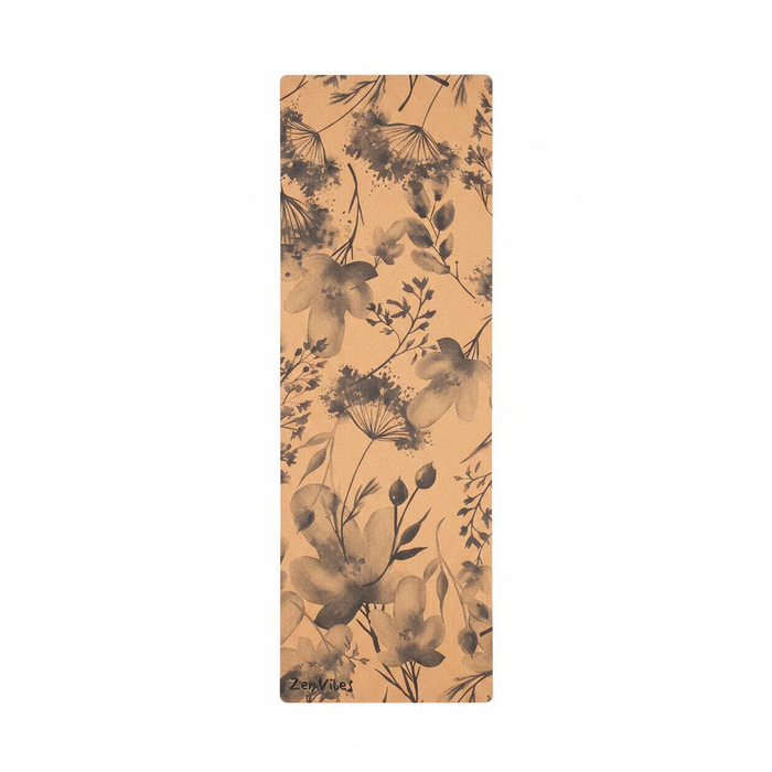 Zenvibes Comfort Cork Yoga Mat 5mm - Blooming Water Colour
