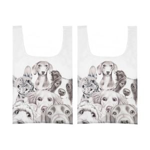 2x Ashdene Peeking Pups Reusable Shopping Tote Bag Puppies Animal Art