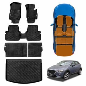 3D Floor Mats Boot Liner Set for Mazda CX-3 CX3 2015-Onwards Cargo Kick Mats Back Seat Protector