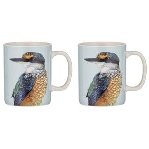 2pk Ashdene New Bone China 350ml Modern Birds Kingfisher Mug