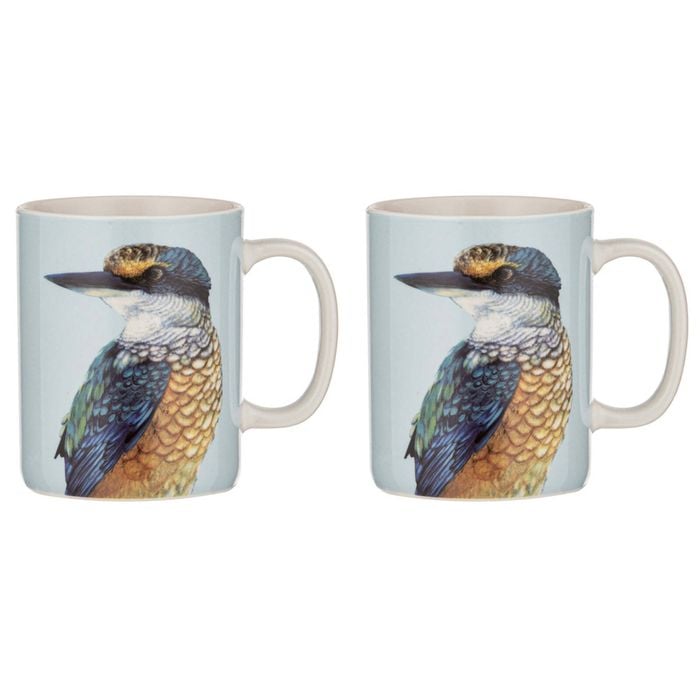 2pk Ashdene New Bone China 350ml Modern Birds Kingfisher Mug