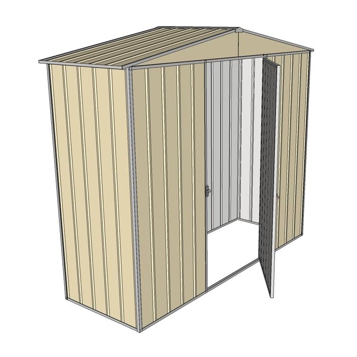 Build-a-Shed 2.3 x 0.8 x 2.3m Gable No Side Doors Garden Shed - Cream